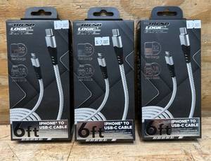 TrendLogicElite 6ft iPhone To USB-C Cable lot of 3