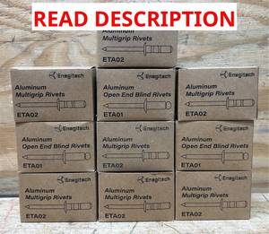 Enegitech Multi Grip Aluminum Steel Mandrel Pop Rivets, Enegitech ET06 Cordless Rivet Gun lot of 10 see description