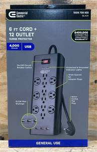 Commercial Eletric 6 FT Cord  12 Outlet Surge Protector