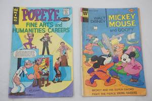 2ct Vintage Comics Popeye E-14. 1973. King Walt Disney and Mickey Mouse, No. 165, August, 1976. Whitman