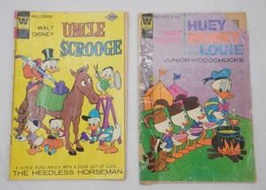 2ct Vintage Comics Walt Disney Uncle Scrooge, No. 131, August, 1976 Walt Disney Huey Dewey and Louie and Junior Woodchucks, No. 35, November, 1975