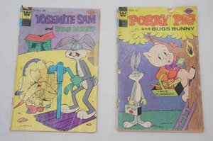 2ct Vintage Comics Whitman. Yosemite Sam, No. 38, August, 1976 Porky Pig and Bugs Bunny No. 69, August, 1976.