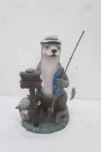 Gone Fishing Resin Statue 14 tall