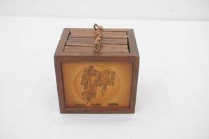 Vintage Enesco 1980s Horse Saddle Coaster Box & 8 Coasters.