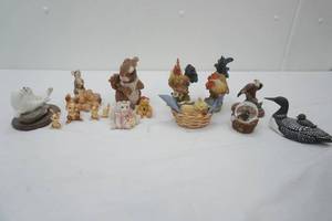 Collection of vintage porcelain & resin figurines vintage plastic bunny cake toppers