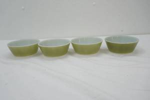 Vintage Fire-King Milk Glass Hot Cereal Bowls (4ct) Avocado Green