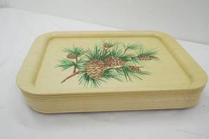 Vintage Metal Serving Trays. Pine Cone 1950s1960s. 12ct