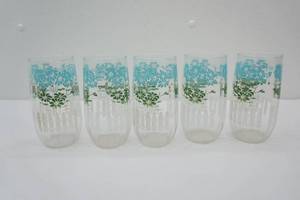 5ct Vintage 1950s Flower and Fence Glasses