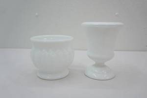 Vintage Milk Glass Urn Vase Vintage Randall Milk Glass Planter wheat pattern