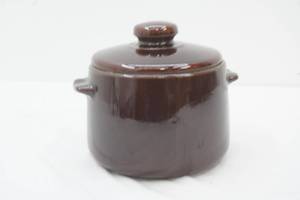 Vintage West Bend Stoneware Brown Glaze Bean Pot with Lid