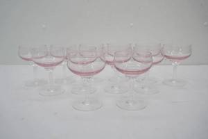 Vintage Sasaki Coronation Pink Champagne Coupes 12ct