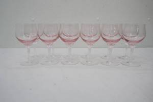 Vintage Sasaki Coronation Pink Wine Glasses 12ct 3ct smaller sized glasses