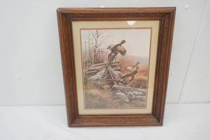 Vintage Gregory Messier Framed Pheasant Print 17Wx 20.25L
