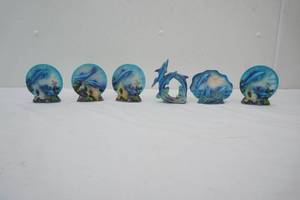 6ct 3D Decorative Resin Dolphin Plate Figurines