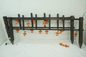 Halloween Garden Fence wpumpkin man scarecrow lights