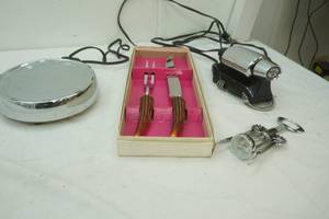 Vintage Oster Massager, Vintage Warming Plate, Vintage Regent Sheffield Carving Knife and Fork Set