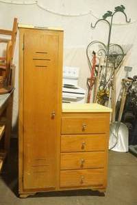 Vintage Locker Cabinet with 4 drawers & countertop 34x 19x 5