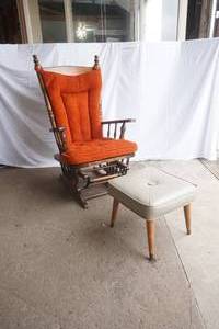Vintage Glider Rocker & Foot Stool