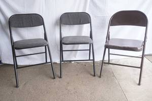 3ct Folding Chairs (2 match & are padded, 1 is brown metal)
