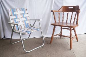 Wooden Dining Room Chair & Folding Lawn Chair