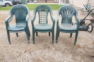 6ct Dark Green Poly Patio Chairs