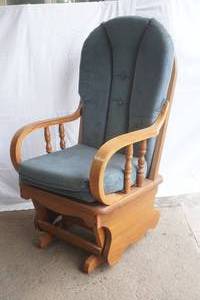 Glider Rocker. Blue Cushions