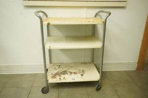 Vintage 3-tier metal rolling cart