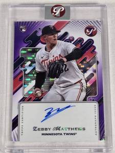 Zebby Matthews On Card Rookie Auto 2025 Topps Pristine Sparkle Refractor Numbered 6899 - Minnesota Twins Baseball Card