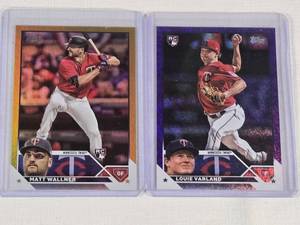 Lot of 2 Baseball Cards Featuring Matt Wallner and Louie Varland Rookie Color SP Cards.