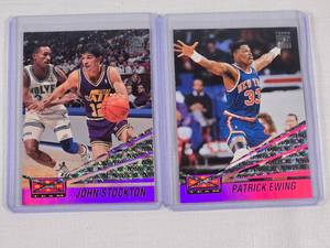 Lot of 2 Basketball Cards Featuring John Stockton and Patrick Ewing - Topps Stadium Club Beam Team Inserts