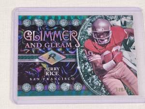 Jerry Rice 2025 Topps Glimmer and Gleam Green Wave Refractor #GG16 and Numbered128149 - San Francisco Football Card