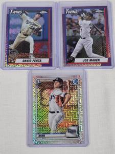 Lot of 3 Minnesota Twins Mojo Baseball Cards Featuring David Festa, Joe Mauer, and Joe Ryan