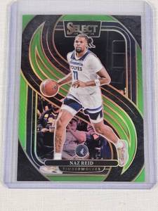 Naz Reid 2024-25 Panini Select Green Prizm #132 and Numbered 2075 - Minnesota Timberwolves Basketball Card