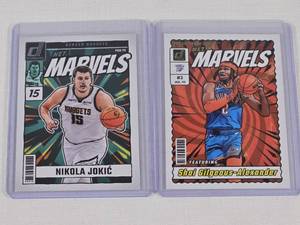 Lot of 2 Basketball Cards Featuring Nikola Jokic and Shai Gilgeous-Alexander - Donruss Net Marvels Inserts Series