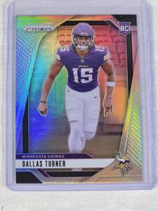 Dallas Turner Rookie 2024 Panini Prizm Silver Holo #324 - Minnesota Vikings Football Card