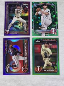Lot of 4 Minnesota Twins Numbered Refractors Featuring Dashawn Keirsey 158250, Cory Lewis 8699, Louie Varland 8099, and Simeon Woods Richardson 153250