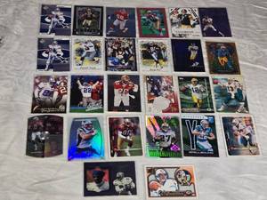 Lot of 26 NFL Hall of Famers and Stars Football Cards Featuring Players Like Drew Brees, Emmitt Smith, and Jerry Rice with Notable Features