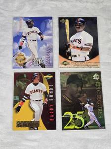 Lot of 4 Barry Bonds Inserts including Fleer Diamond Tribute, Upper Deck Accolades, and SP Authentic Epic Figures.