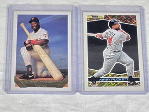 Lot of 2 Kirby Puckett Baseball Cards Including Topps Gold and Topps Black Gold