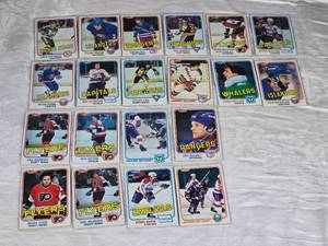 Lot of 20 Vintage Hockey Cards Featuring Players from 1981 Topps Set Including Flyers, Islanders, Capitals, and Rangers