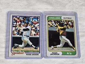 Lot of 2 Reggie Jackson Baseball Cards 1974 & 1978