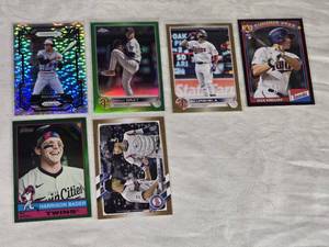 Lot of 6 Minnesota Twins Numberd Baseball Cards Featuring Harrison Bader, Rod Carew, Gio Urshela, and Alex Kirilloff