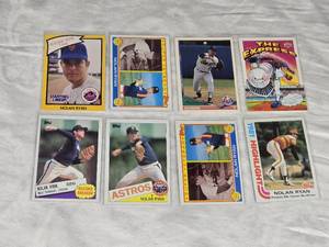 Lot of 8 Nolan Ryan Baseball Cards Including Topps Super Veteran, The Express and Record Breaker.