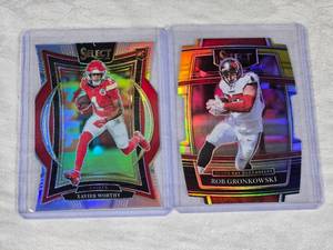 Lot of 2 Die Cut and Prizm NFL Cards Featuring Xavier Worthy Rookie and Rob Gronkowski