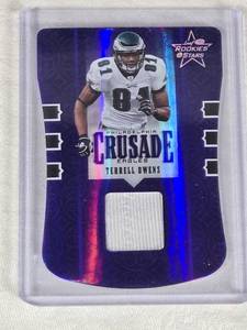 Terrell Owens 2005 Leaf Rookies & Stars Crusade Purple Refractor Die Cut Relic #C-23 and Numbered 41150 - Philadelphia Eagles Football Card