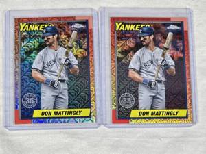 Lot of 2 Don Mattingly Topps Chrome Mojo Refractor Baseball Cards