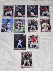 Lot of 11 Alex Kirilloff Rookie Cards including Bowman Chrome and Topps Heritage Bazooka Shining Star.