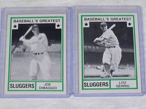 Lot of 2 Baseball Cards Featuring Joe DiMaggio and Lou Gehrig - New York Yankees Vintage Baseball Cards