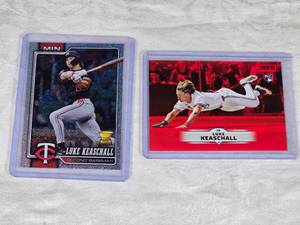 Lot of 2 Luke Keaschall Baseball Cards including Rookie Cup Foilboard SP and Red SP RC.