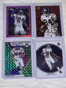 Lot of 4 Randy Moss Football Cards Featuring Refractor and Insert Variants - Minnesota Vikings Football Cards